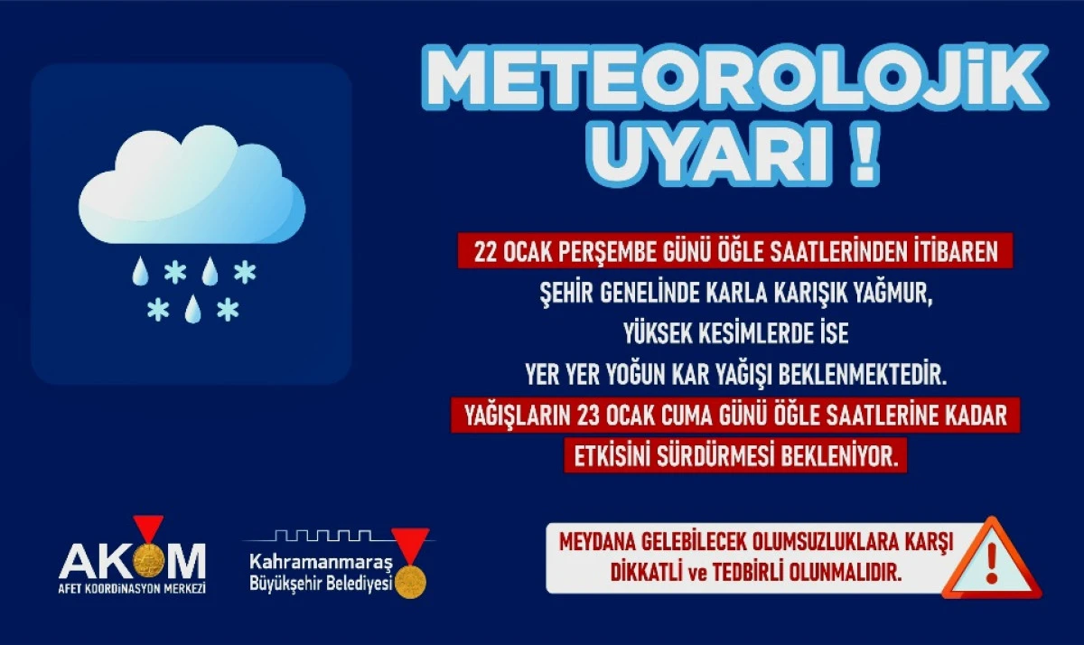22 Ocak&rsquo;ta Şehir Genelinde Kar Yağışı Bekleniyor!