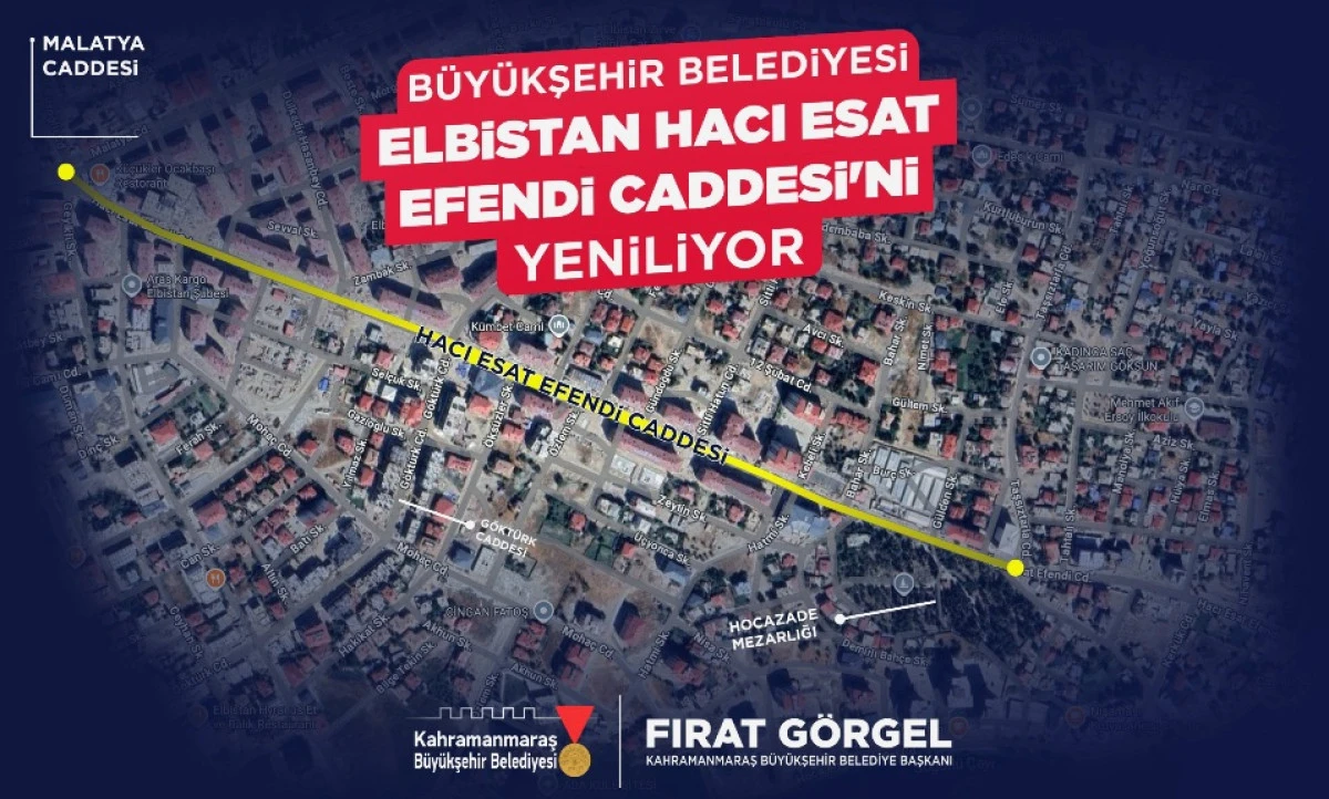 B&uuml;y&uuml;kşehir, Elbistan Hacı Esat Efendi Caddesi&rsquo;ni 30 Milyonluk Yatırımla Yeniliyor