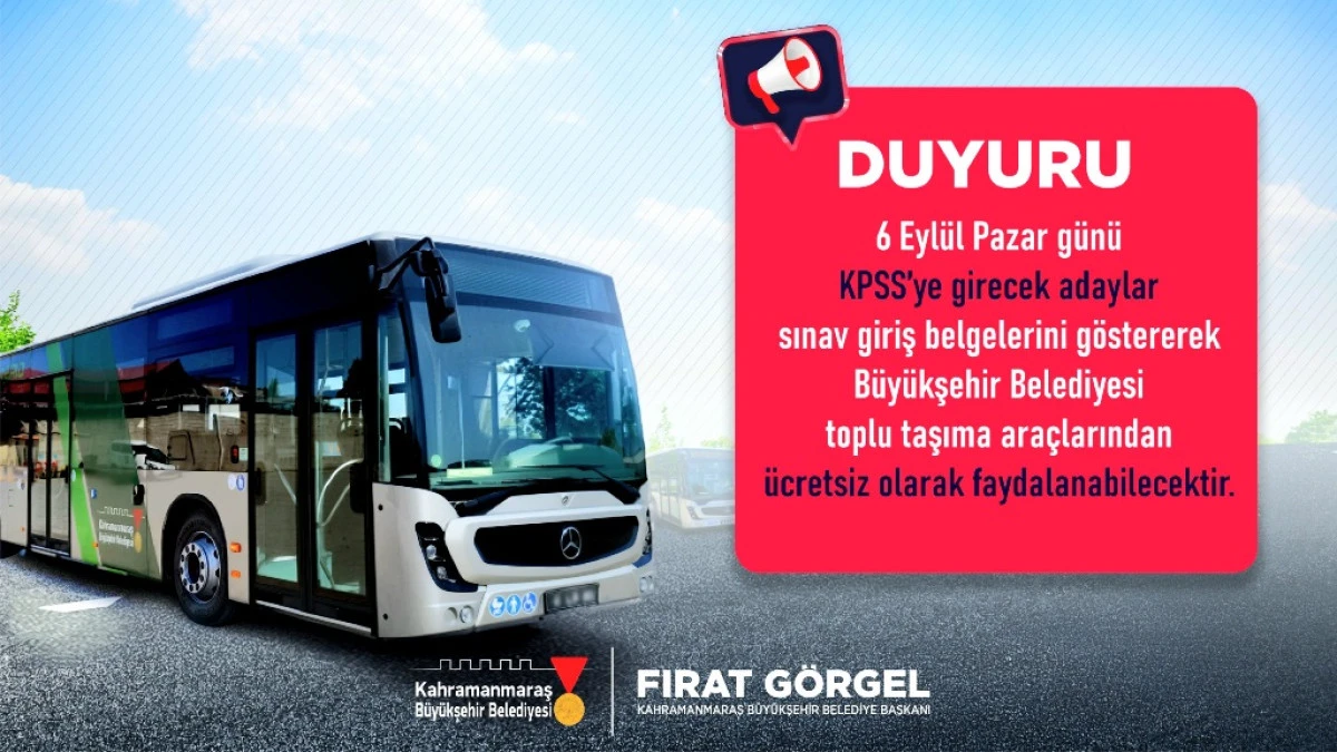 B&uuml;y&uuml;kşehir&rsquo;den KPSS Adaylarına &Uuml;cretsiz Ulaşım Desteği