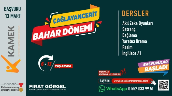 Elbistan, Ekin&ouml;z&uuml; ve &Ccedil;ağlayancerit&rsquo;te KAMEK Eğitimlerine Başvurular Başladı!