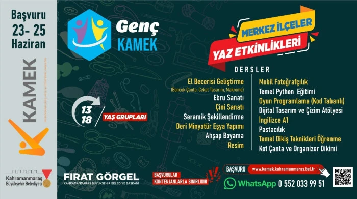 Gen&ccedil; KAMEK Kurslarında Kayıt Zamanı; Başvurular Başladı