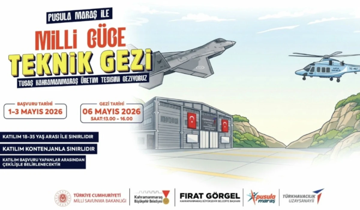 Pusula Maraş&rsquo;tan Gen&ccedil;lere Milli Teknoloji Yolculuğu; TUSAŞ Tesisleri Gezisine Başvurular Başladı