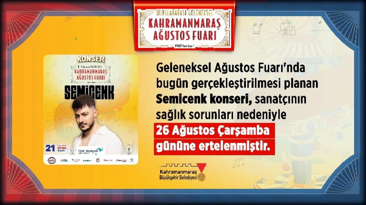 Semicenk Konseri, Sanat&ccedil;ının Sağlık Sorunları Nedeniyle 26 Ağustos&rsquo;a Ertelendi!
